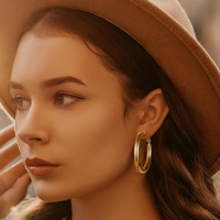 Boucles d’oreilles dorées créoles – Acier inoxydable
